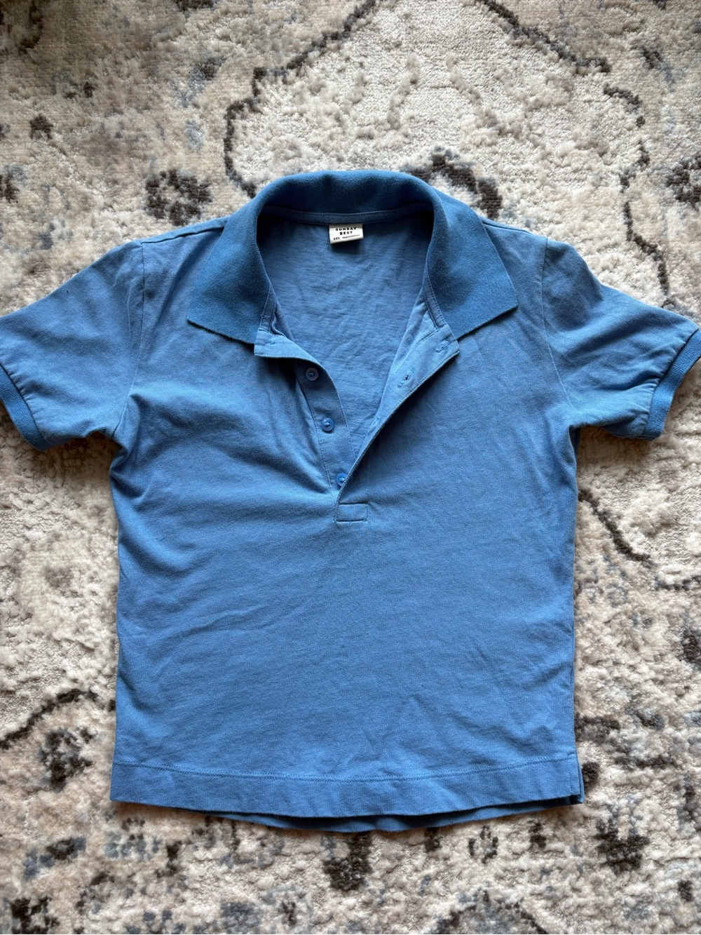 Sunday best cropped blue collared shirt
